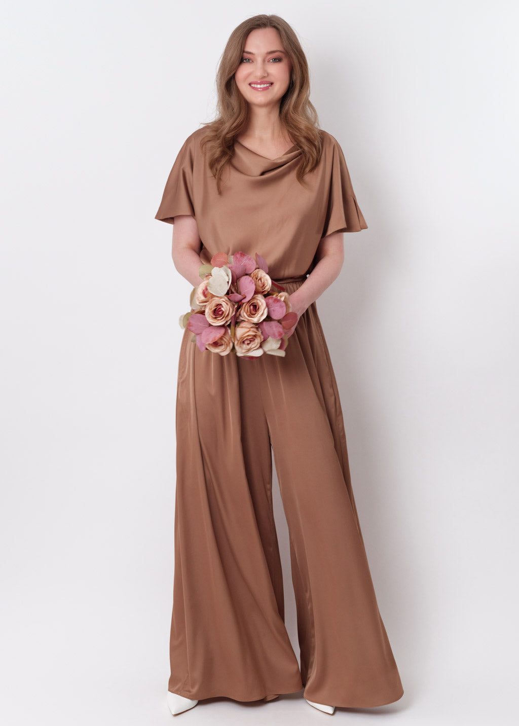 Cappuccino silk jumpsuit