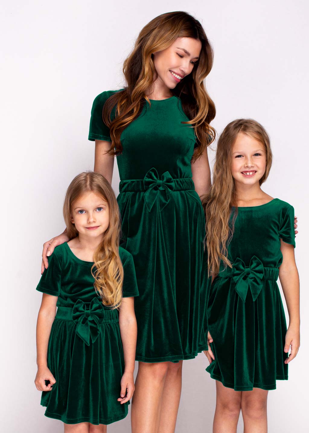 Mommy and me emerald green velvet adult dress