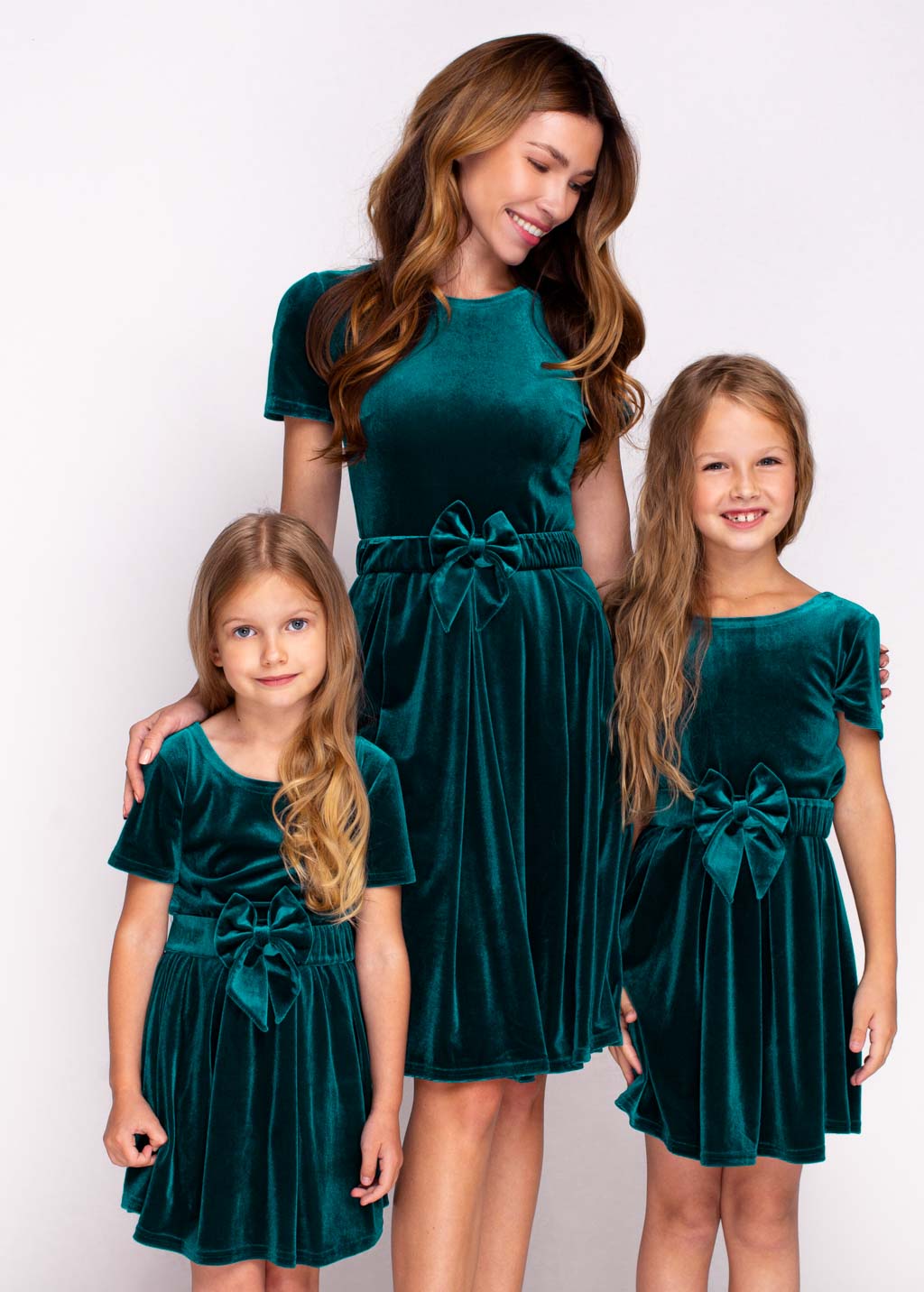 Mommy and me teal green velvet adult dress