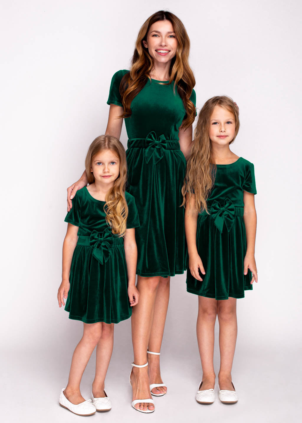 Mommy and me emerald green velvet adult dress
