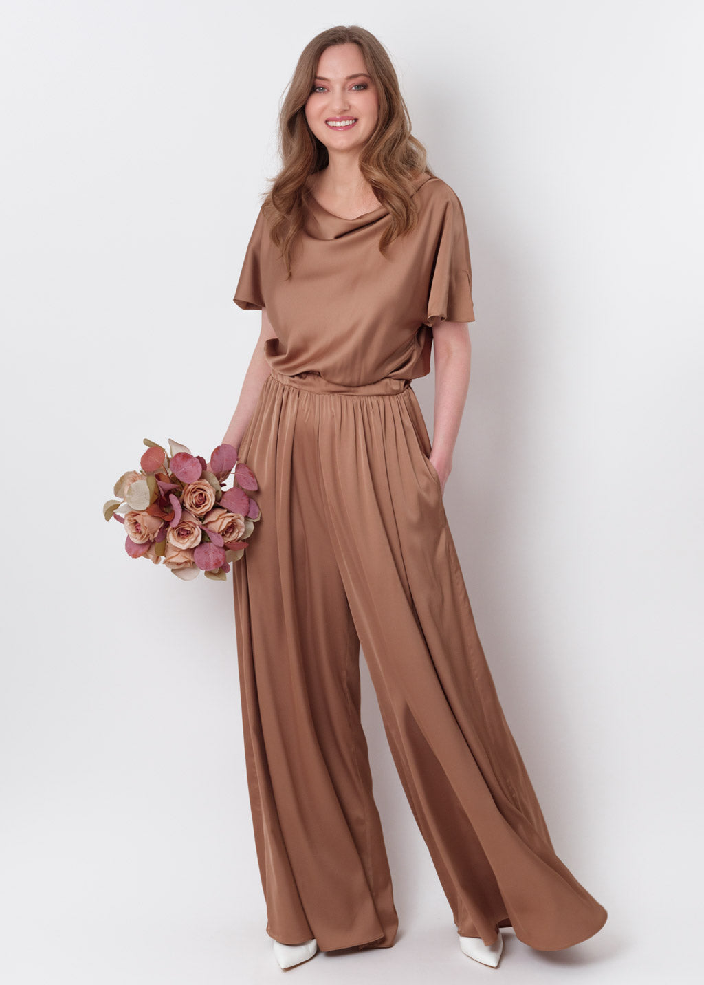 Cappuccino silk jumpsuit