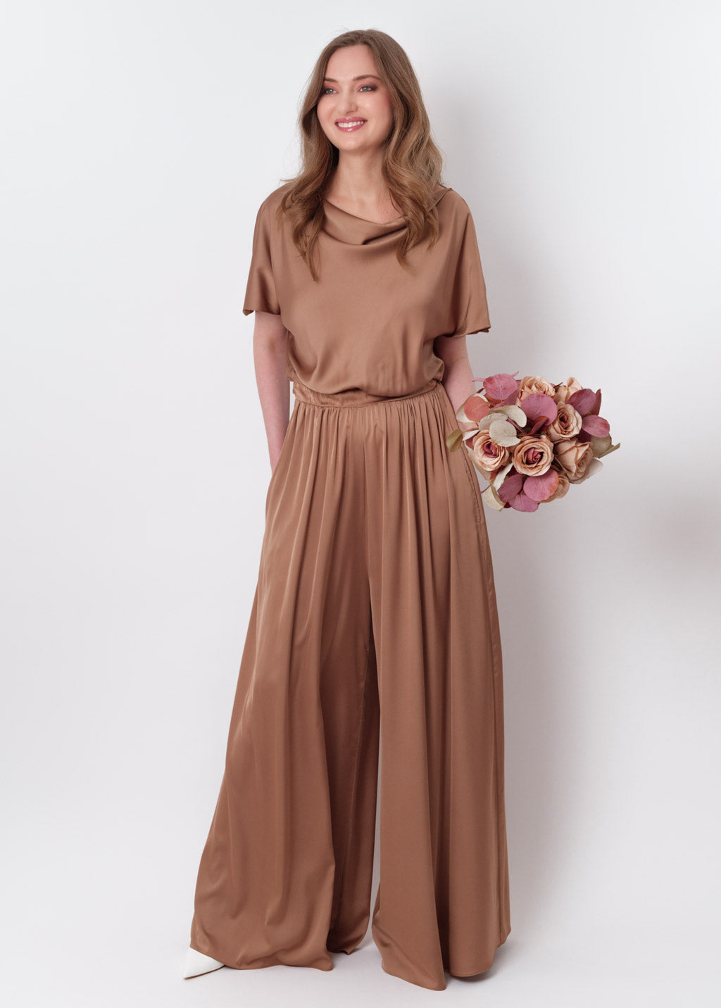 Cappuccino silk jumpsuit