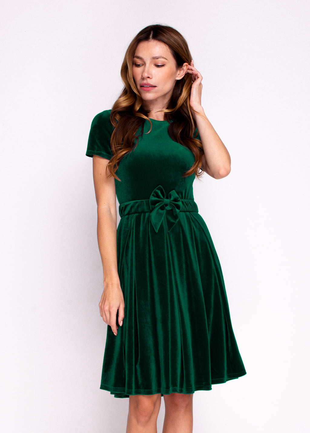 Mommy and me emerald green velvet adult dress