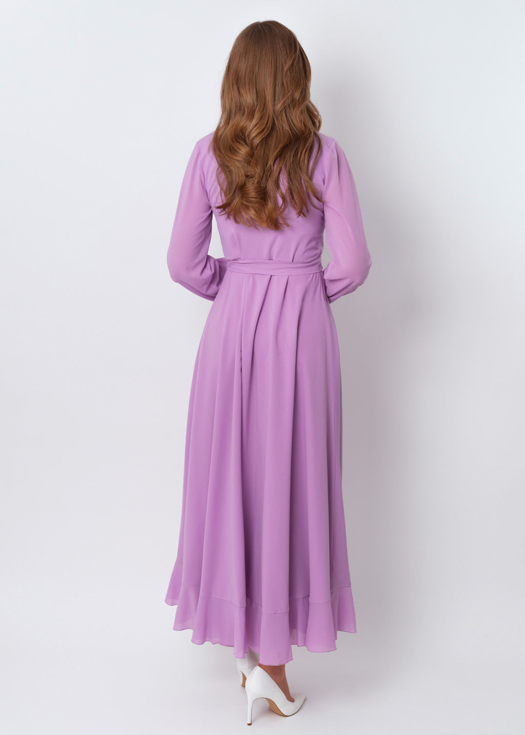 Lilac chiffon wrap dress