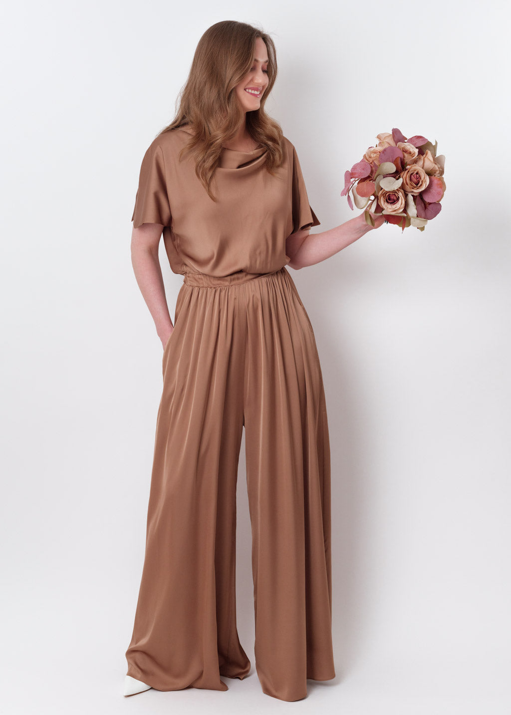 Cappuccino silk jumpsuit