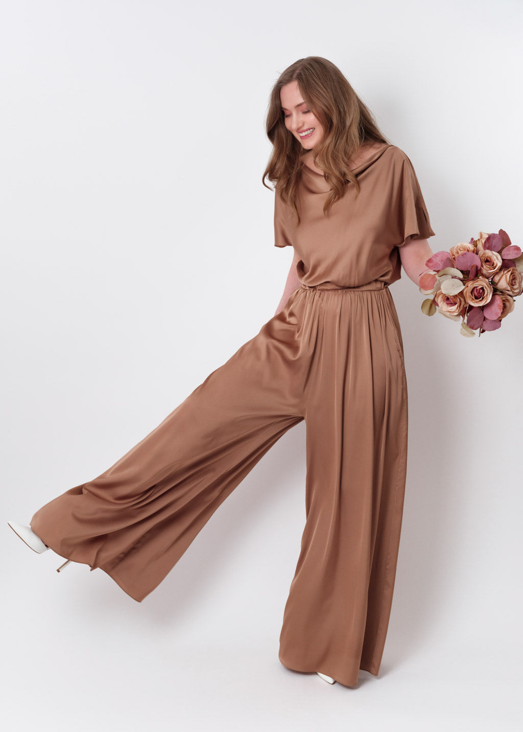 Cappuccino silk jumpsuit
