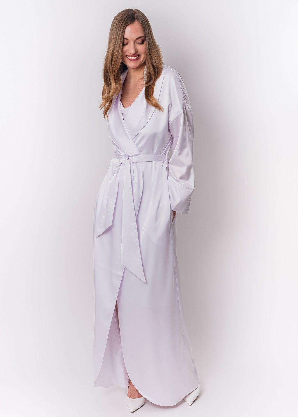White long silk robe