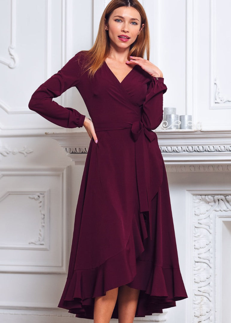 Dark burgundy wrap dress