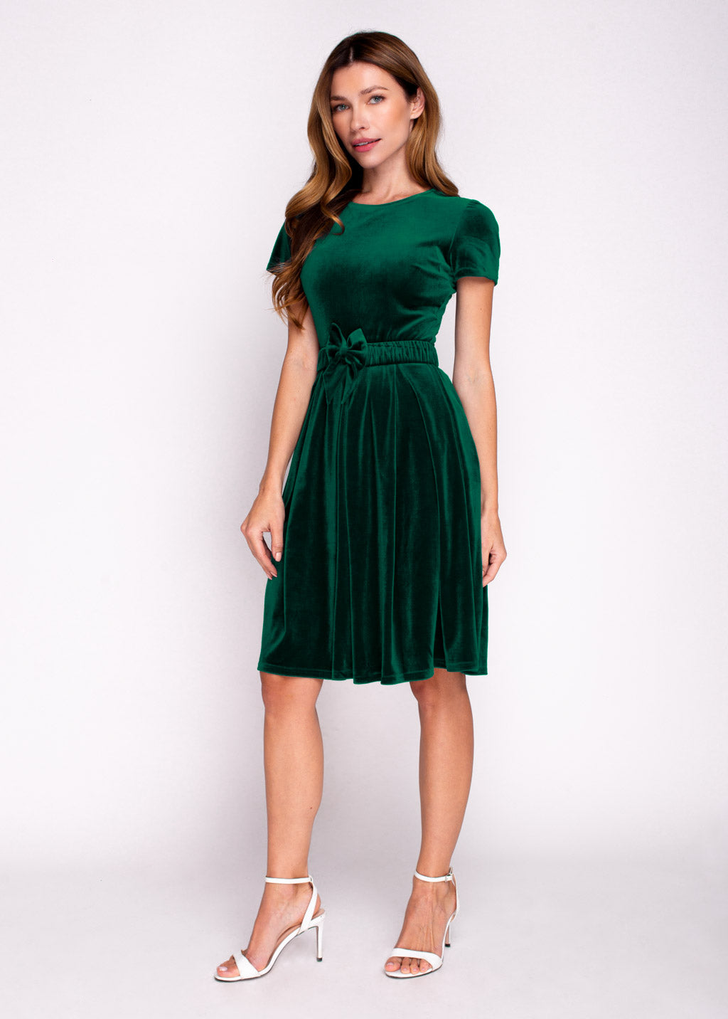 Mommy and me emerald green velvet adult dress