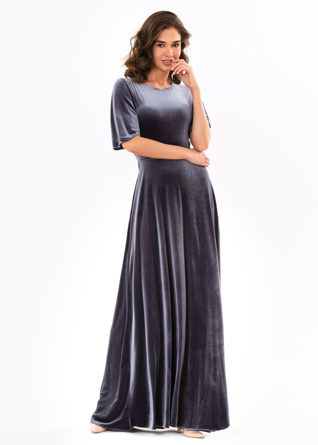 Charcoal velvet long dress