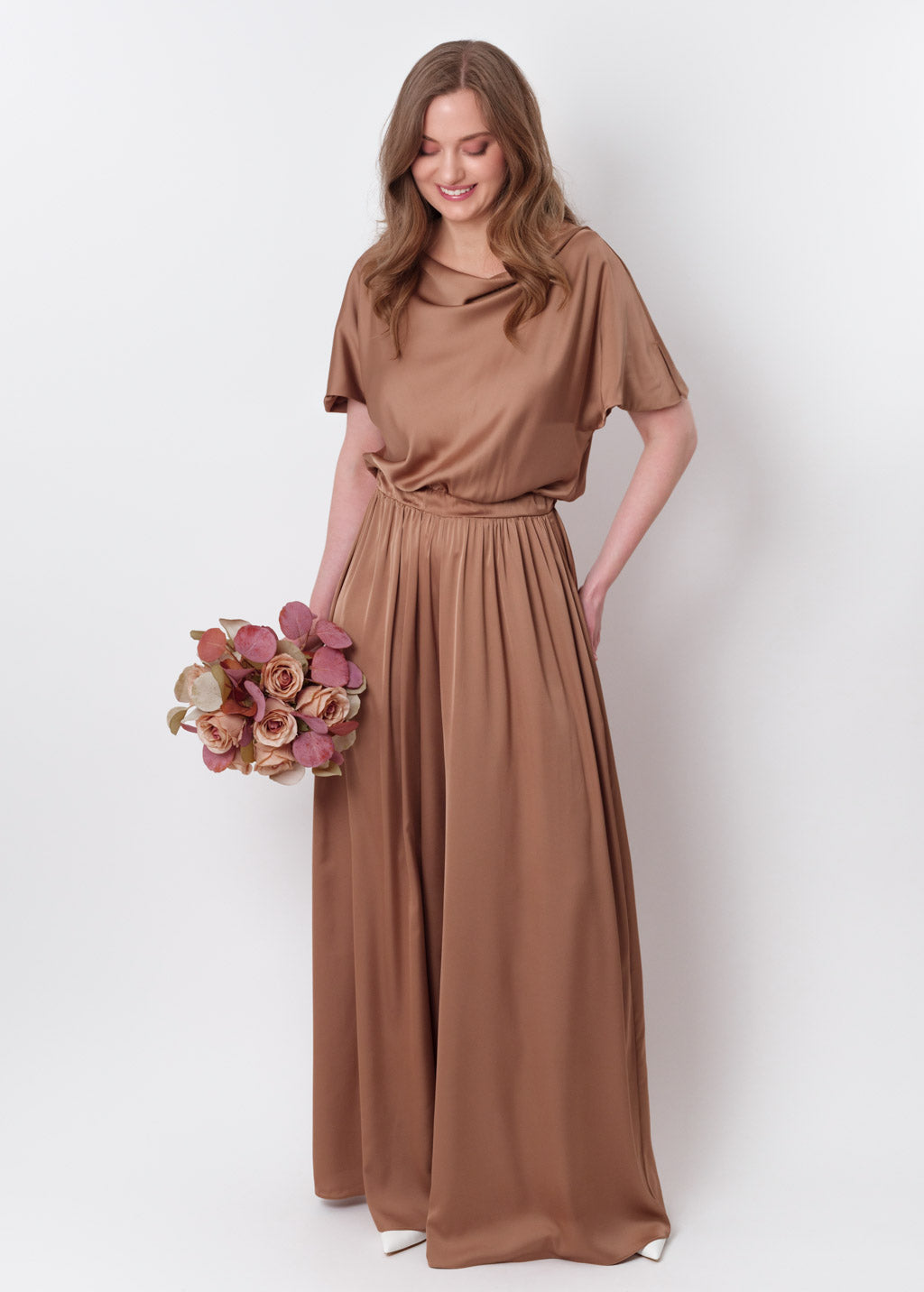 Cappuccino silk jumpsuit