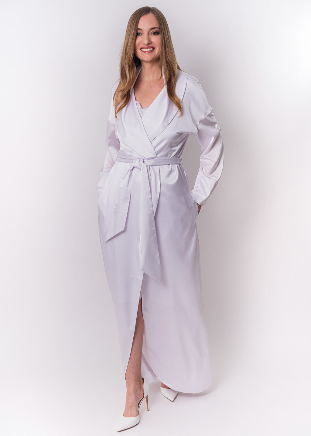 White long silk robe