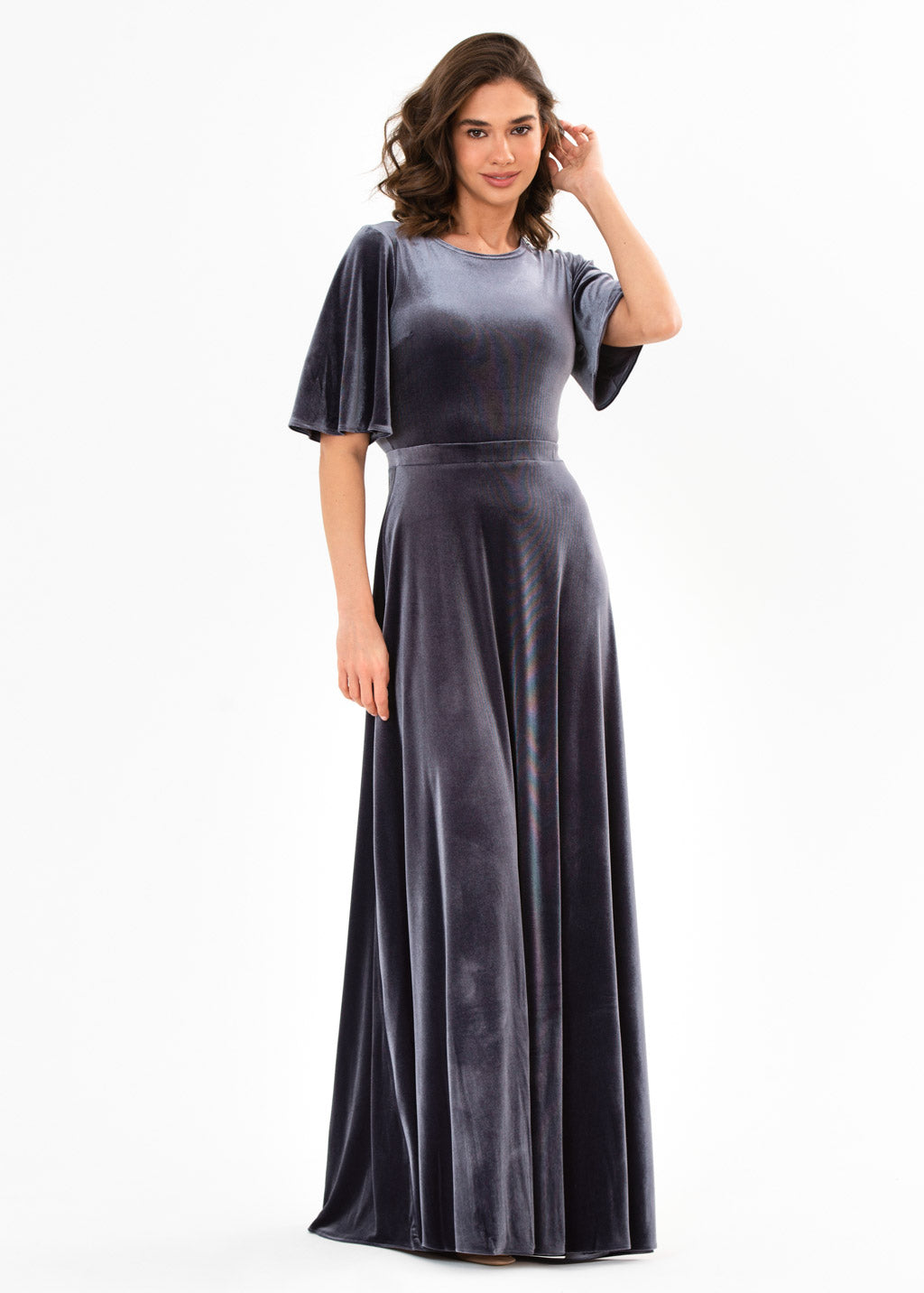 Charcoal velvet long dress