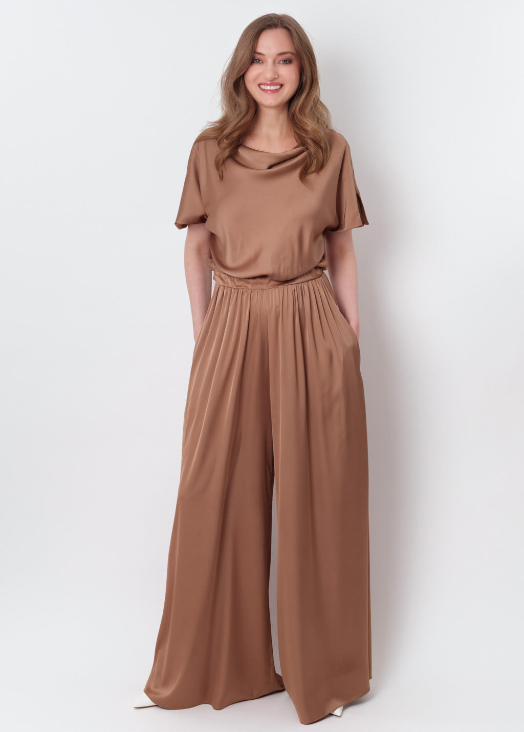 Cappuccino silk jumpsuit