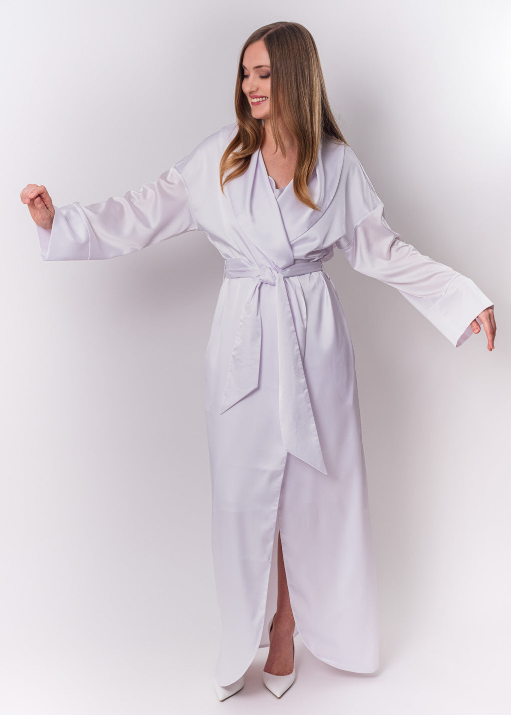 White long silk robe