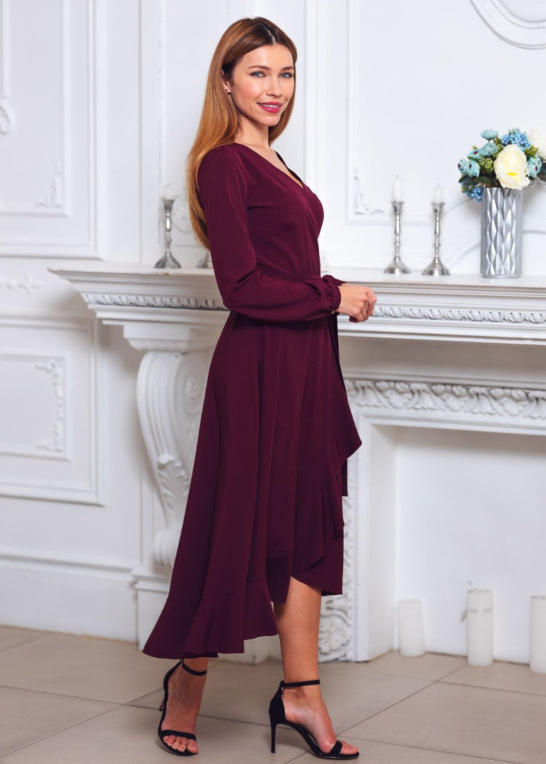 Dark burgundy wrap dress