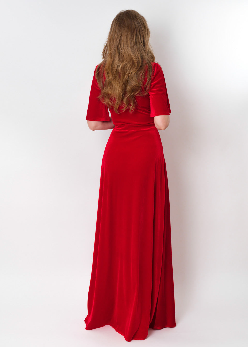 Red velvet long dress