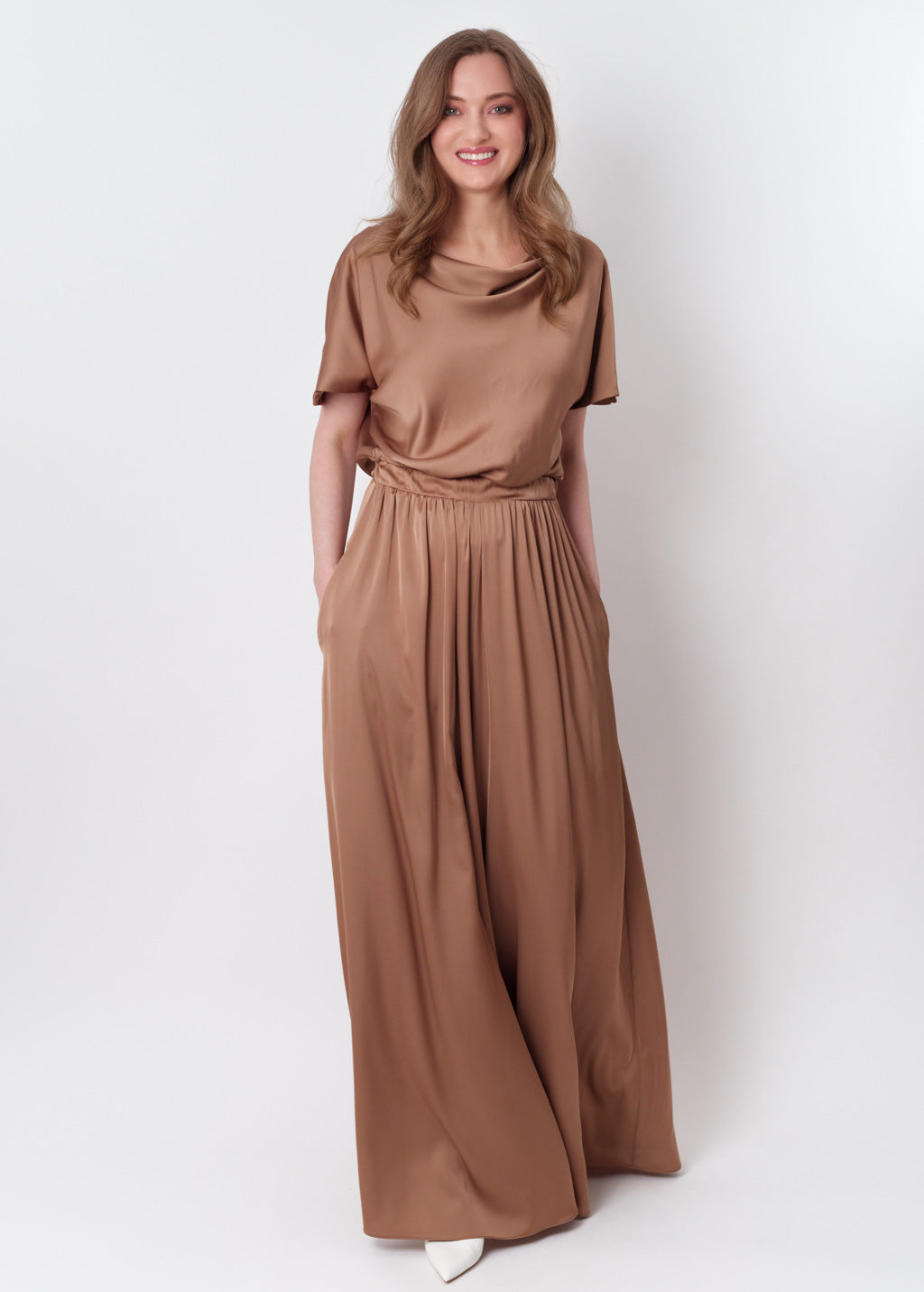 Cappuccino silk jumpsuit