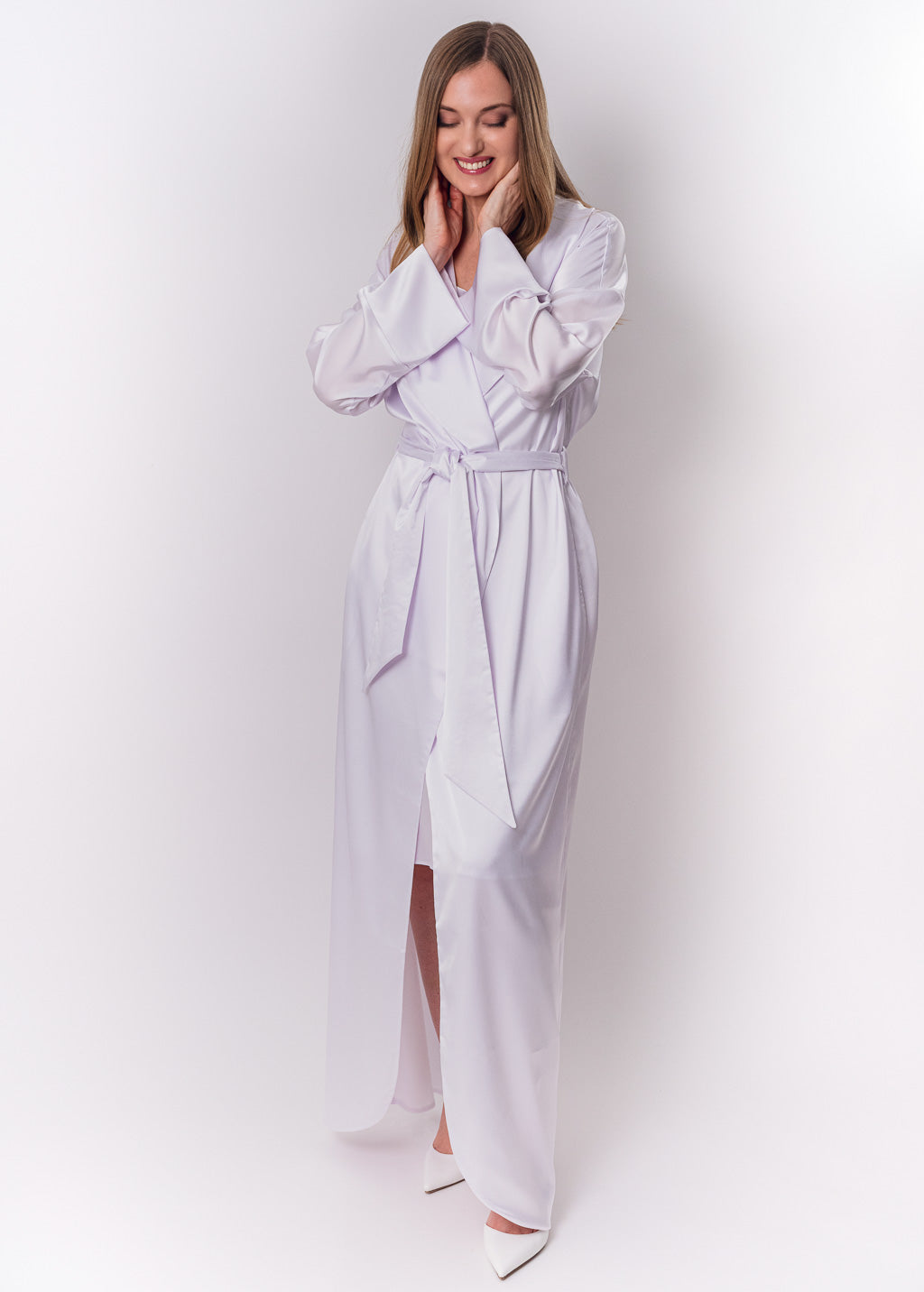 White long silk robe