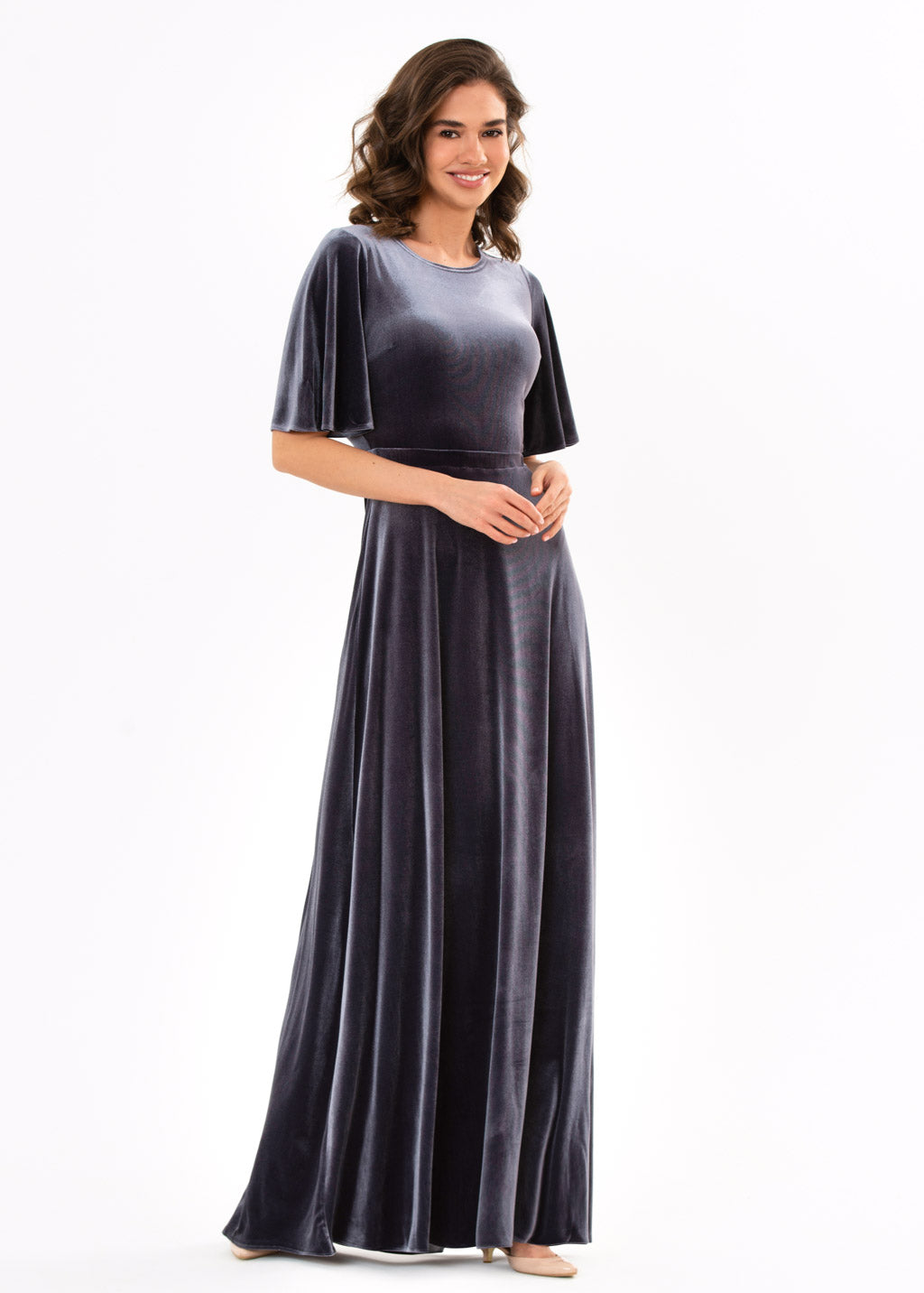 Charcoal velvet long dress