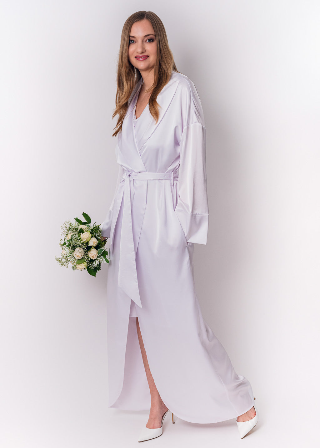 White long silk robe
