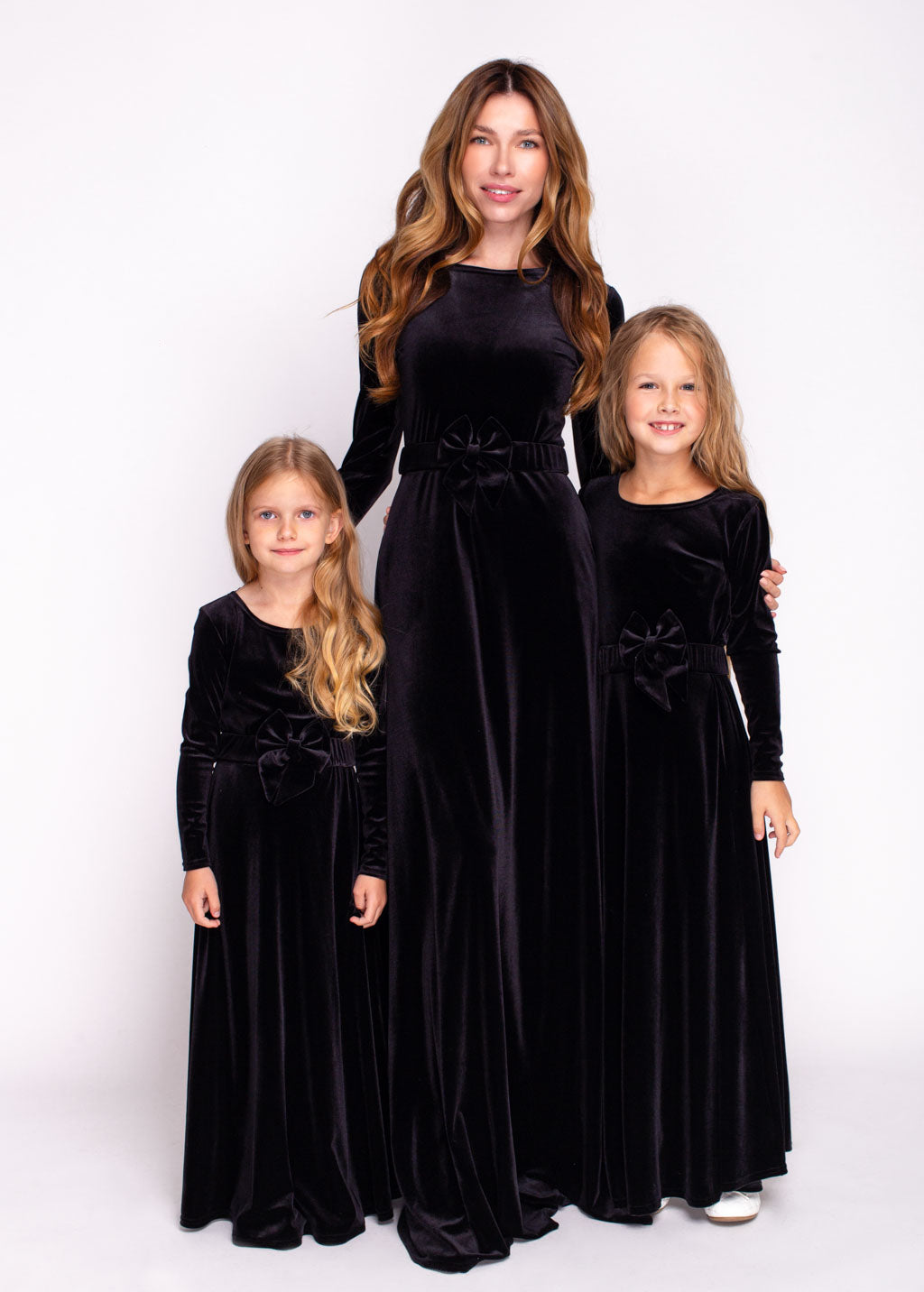 Mommy and me black long velvet adult dress