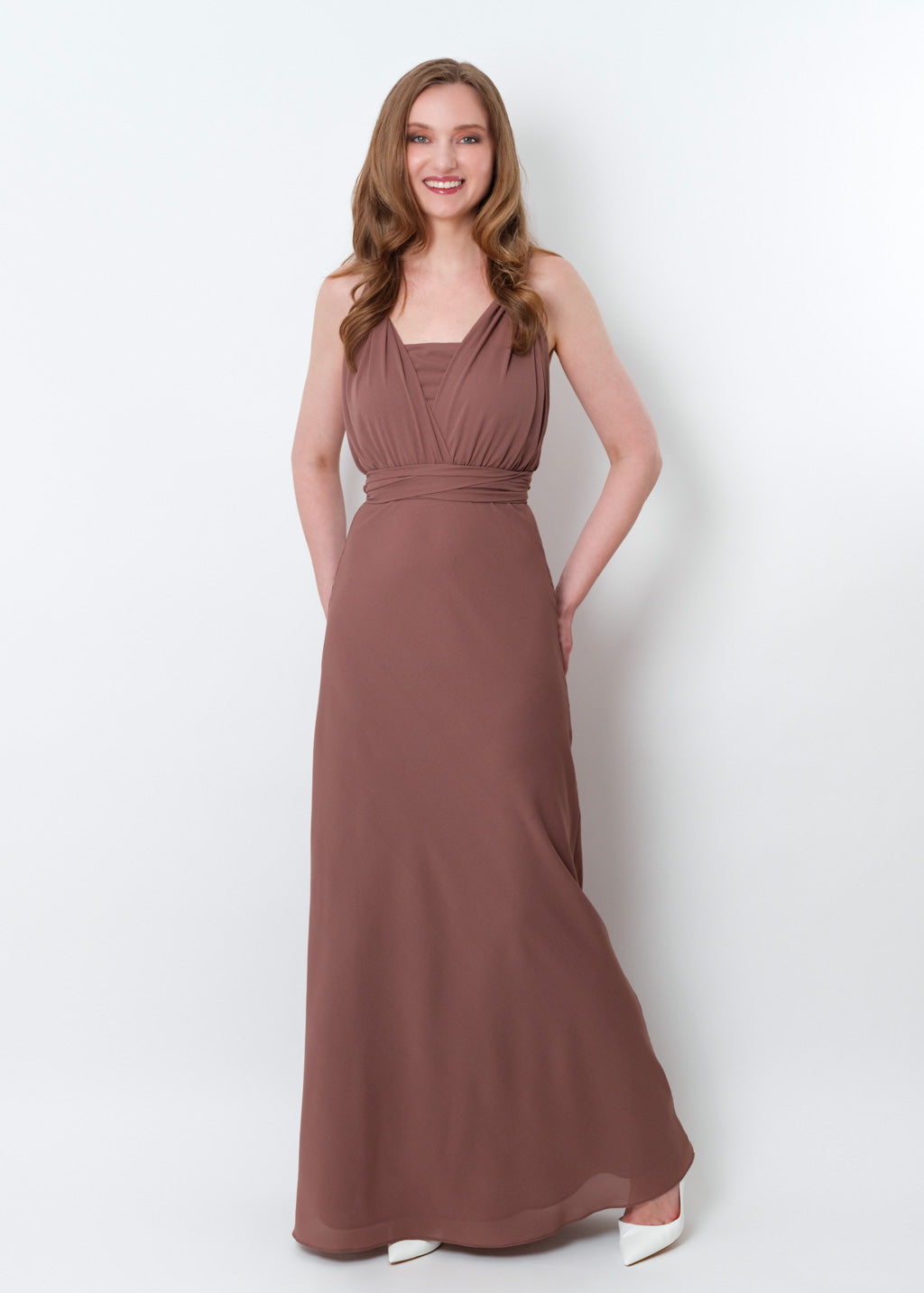 Cappuccino chiffon infinity long dress