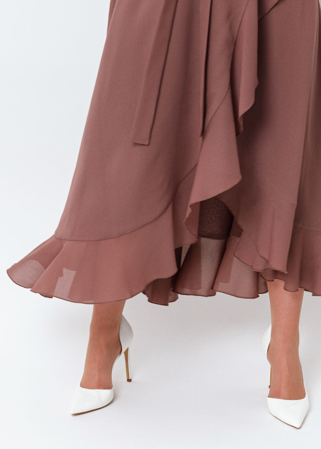 Cappuccino chiffon wrap dress