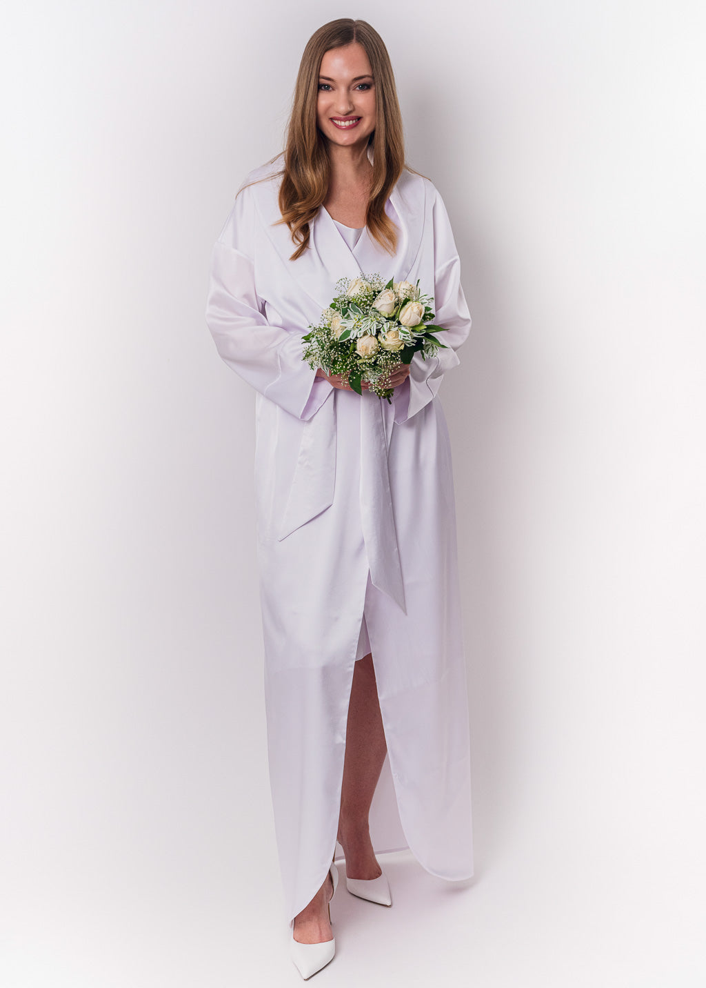 White long silk robe