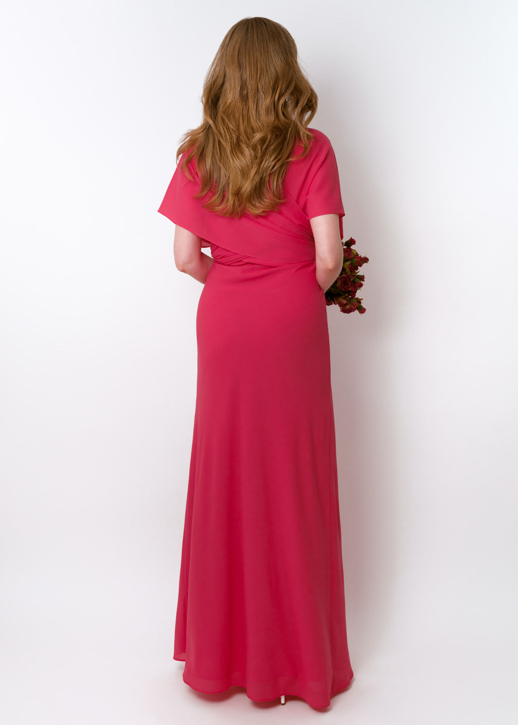 Coral pink chiffon infinity long dress