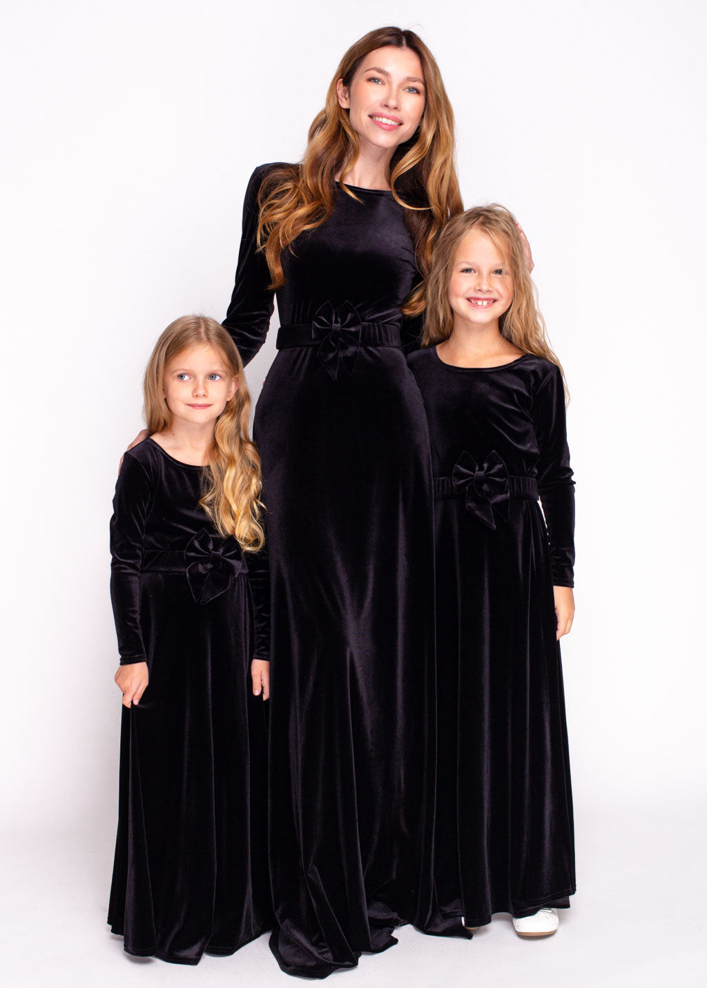 Mommy and me black long velvet adult dress