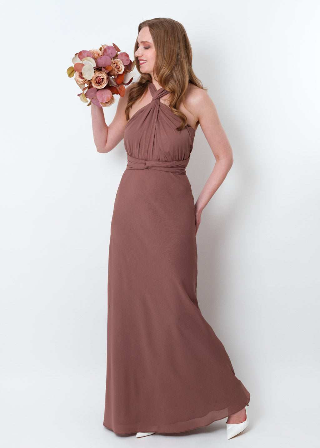 Cappuccino chiffon infinity long dress