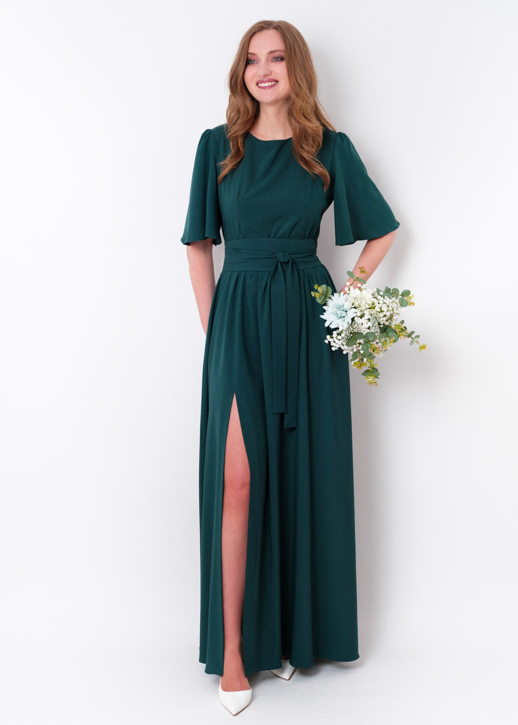 Dark Green long dress with belt