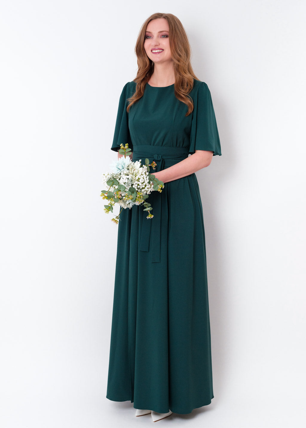 Dark Green long dress with belt