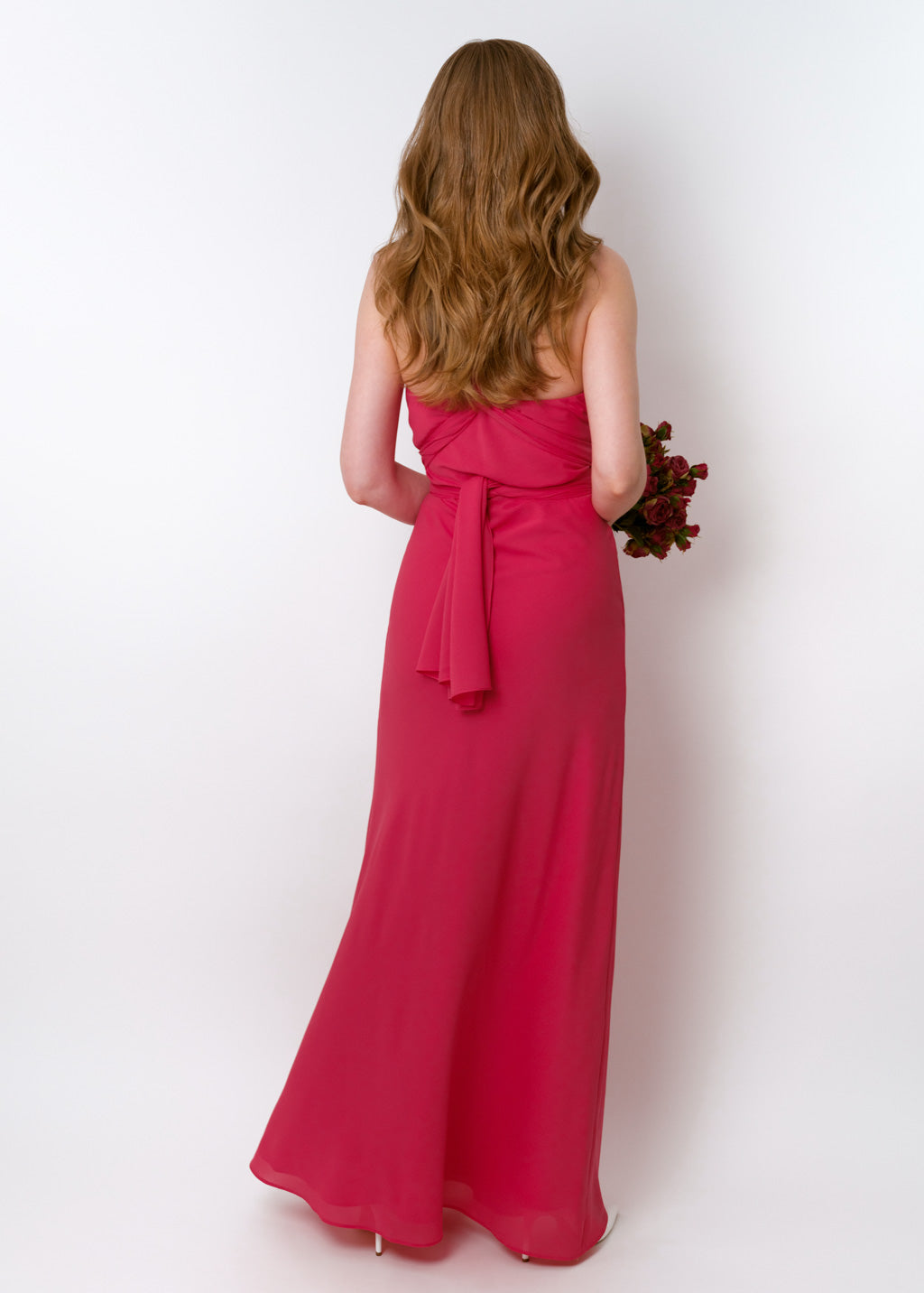 Coral pink chiffon infinity long dress