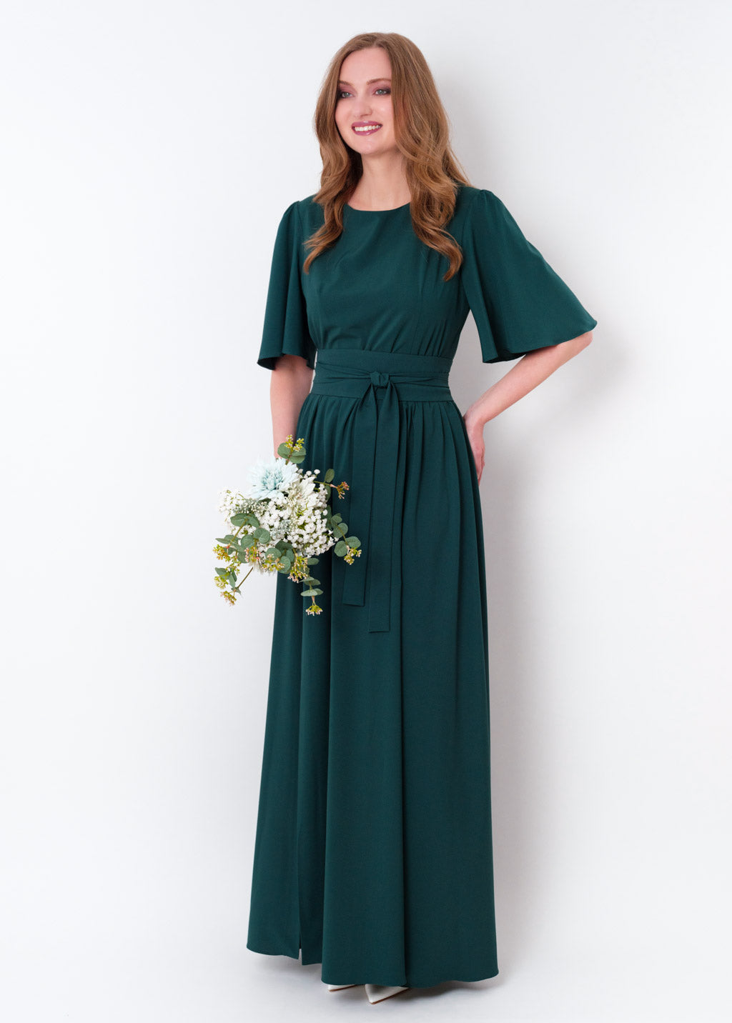 Dark Green long dress with belt