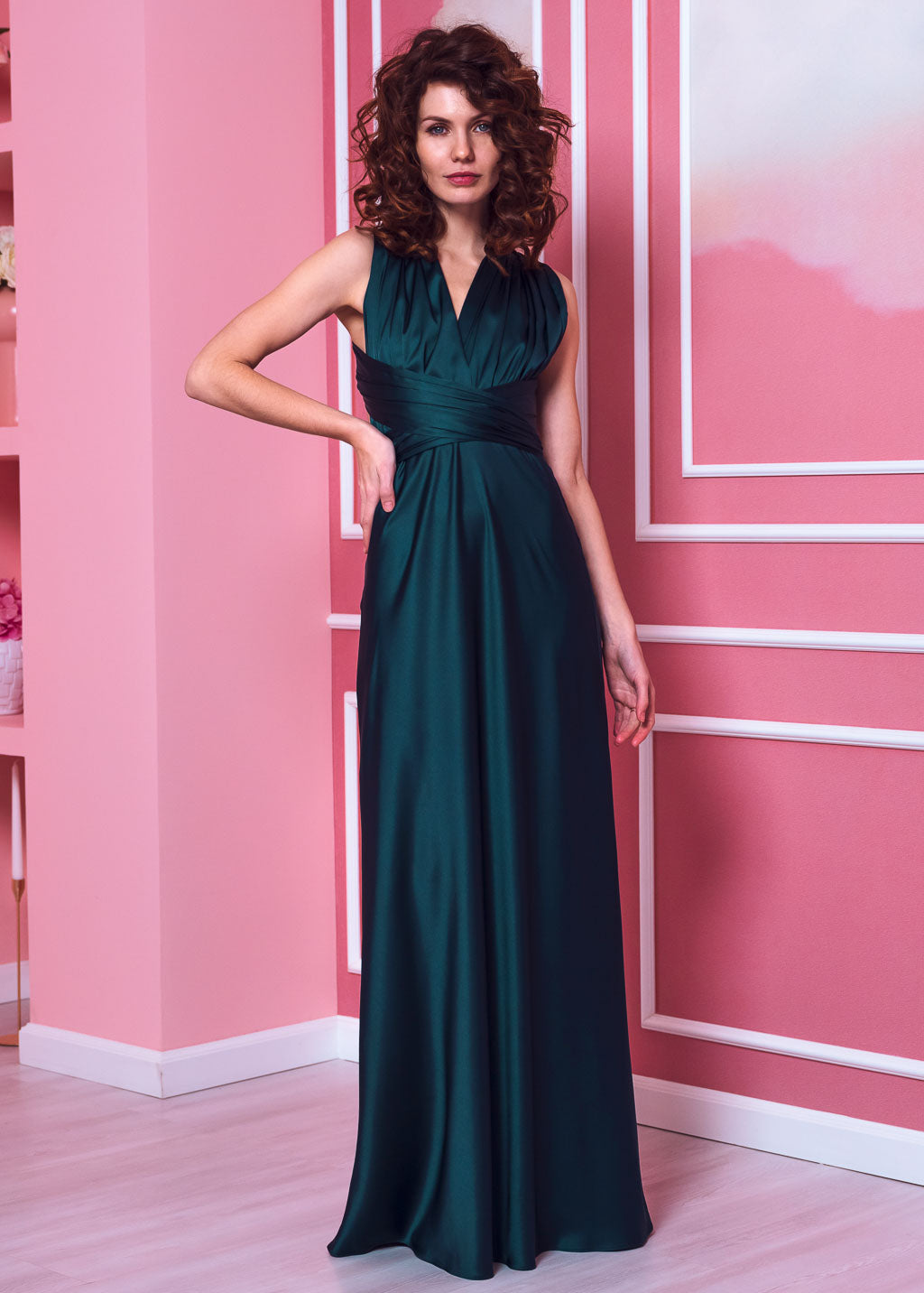 Dark teal green infinity dress
