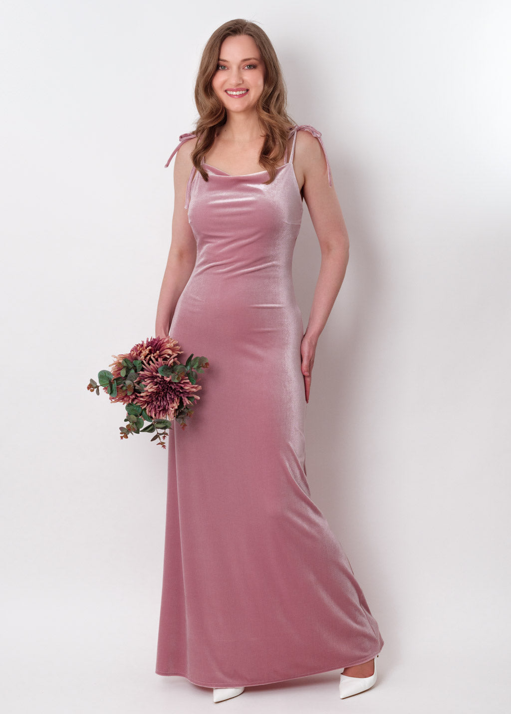 Mauve slip velvet bodycon long dress