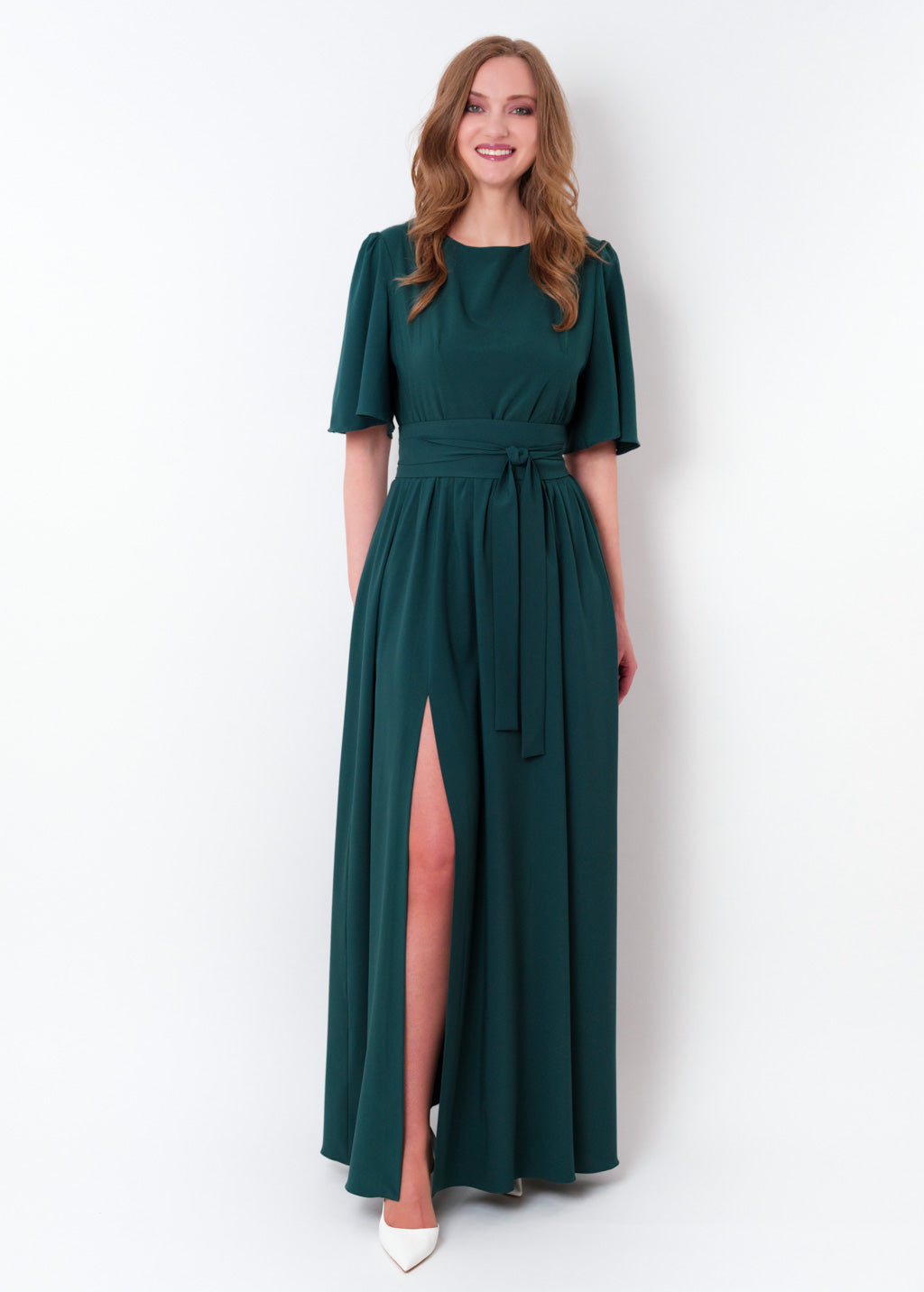 Dark Green long dress with belt
