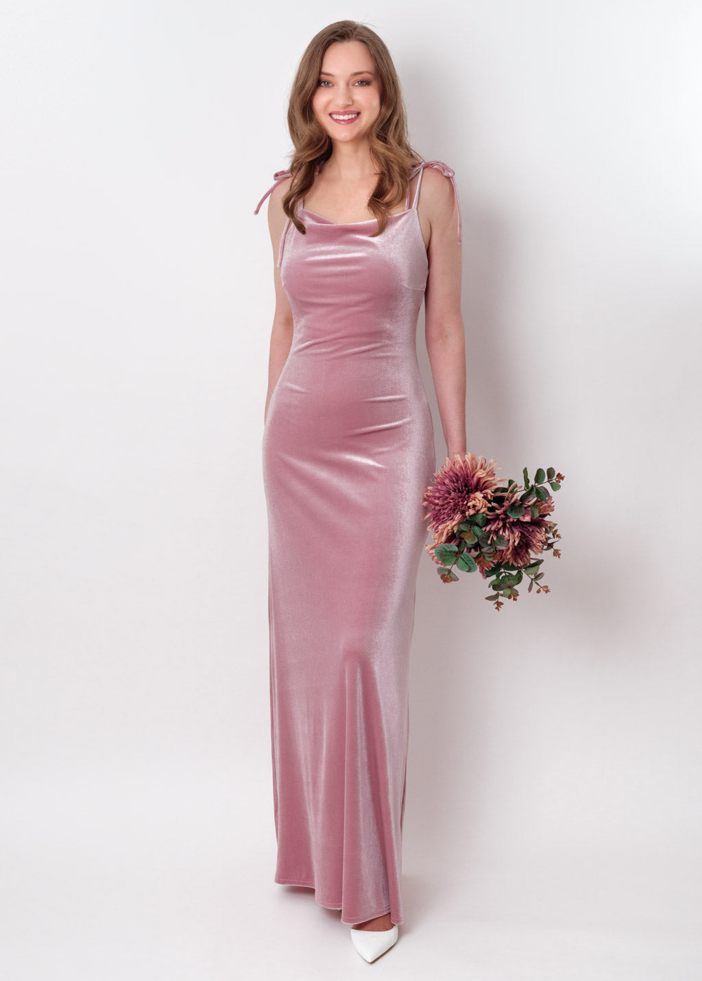 Mauve slip velvet bodycon long dress
