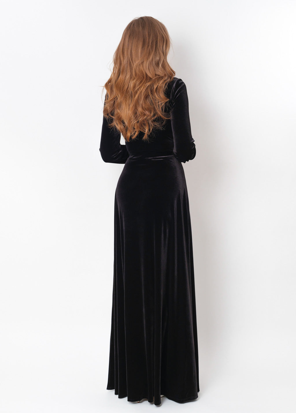 Black velvet long dress