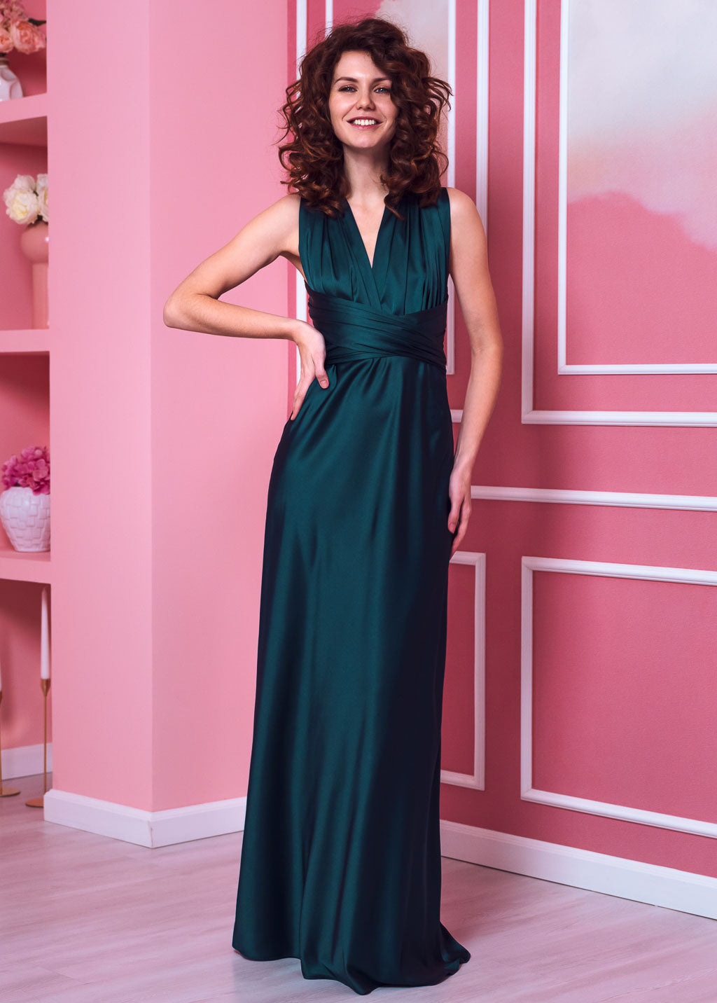Dark teal green infinity dress