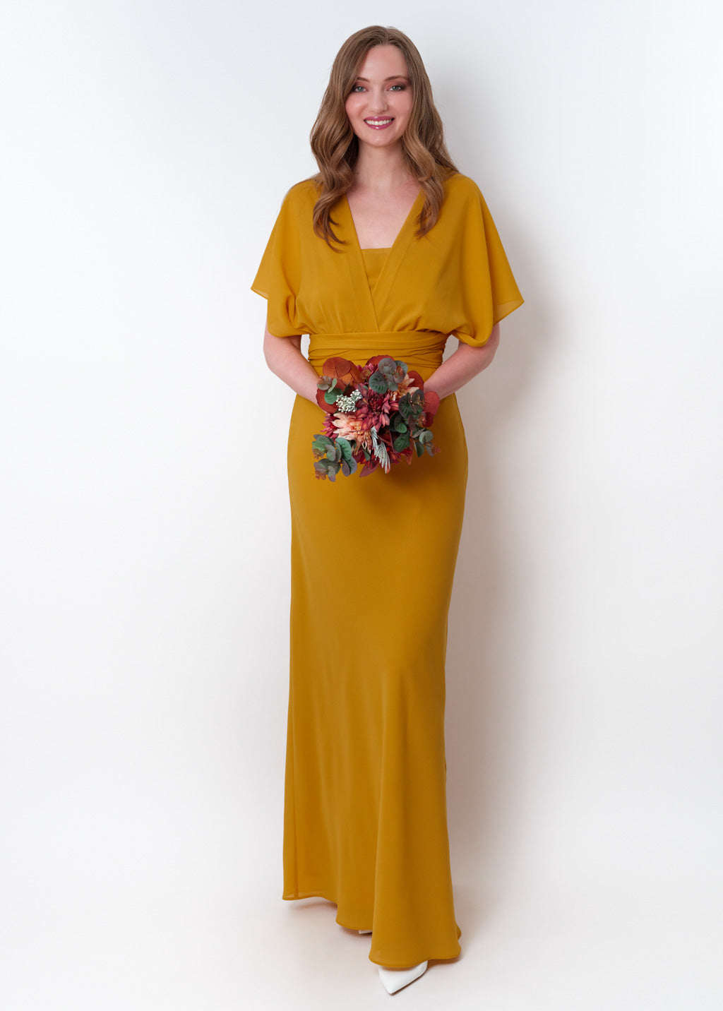 Gold chiffon infinity long dress