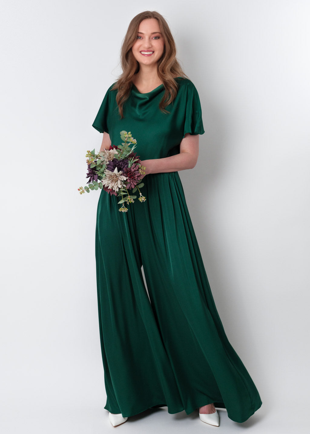 Dark green silk jumpsuit