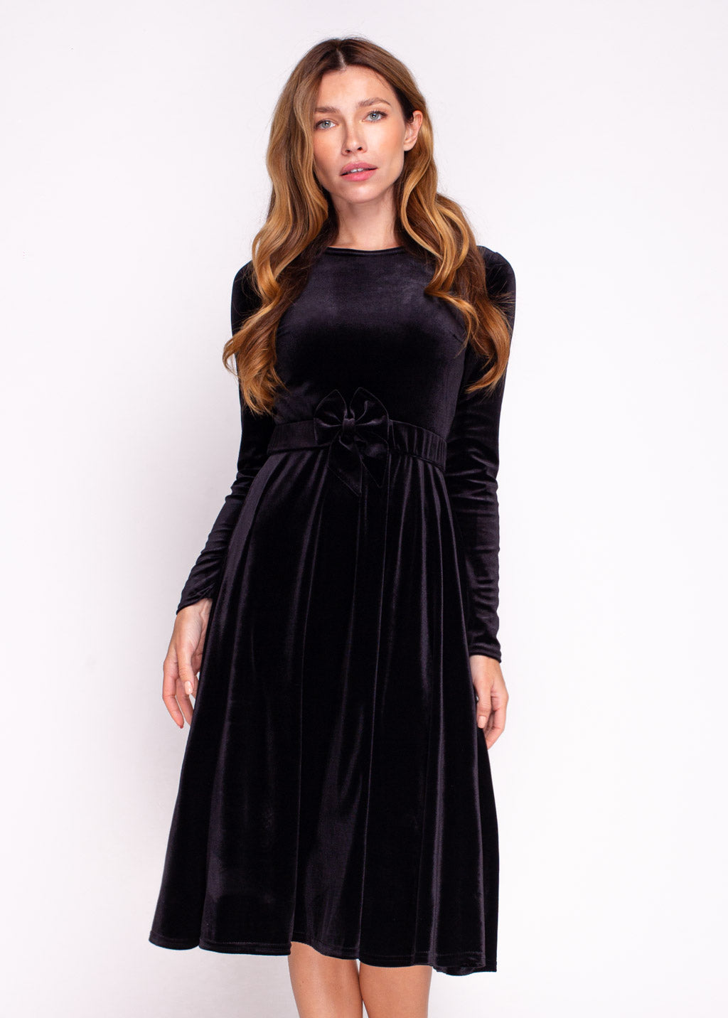 Mommy and me black velvet adult dress