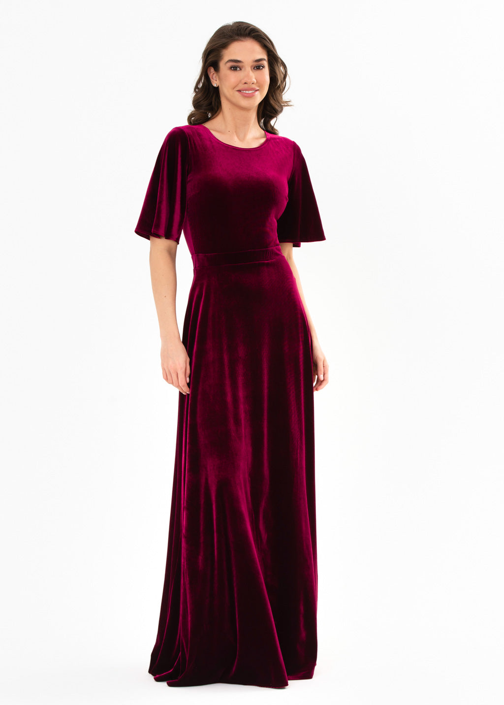Plum burgundy velvet long dress