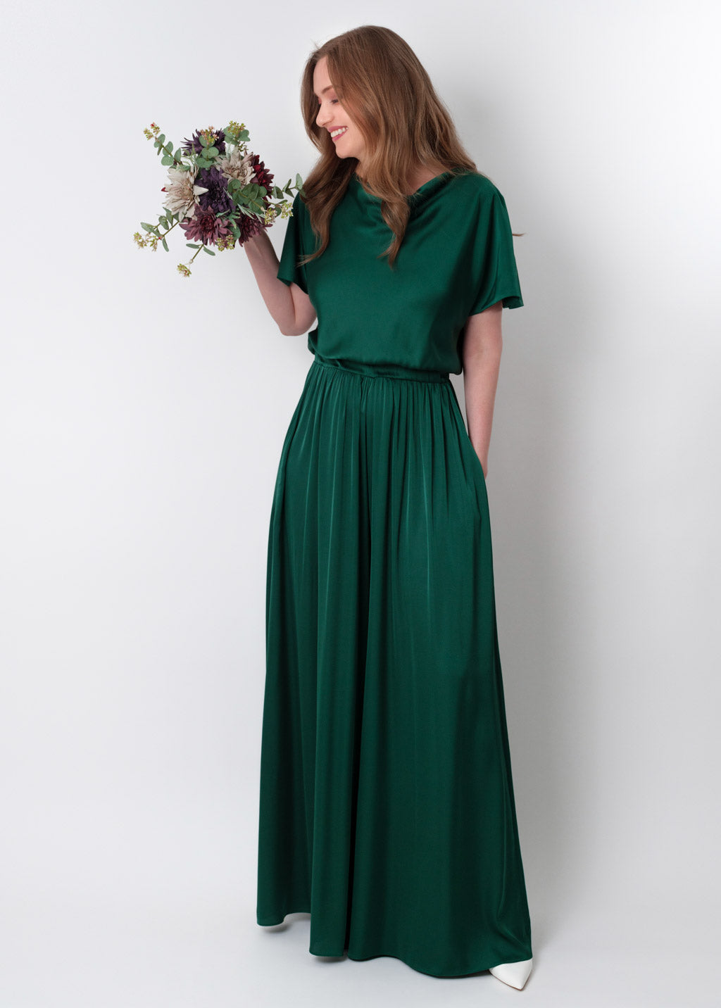 Dark green silk jumpsuit