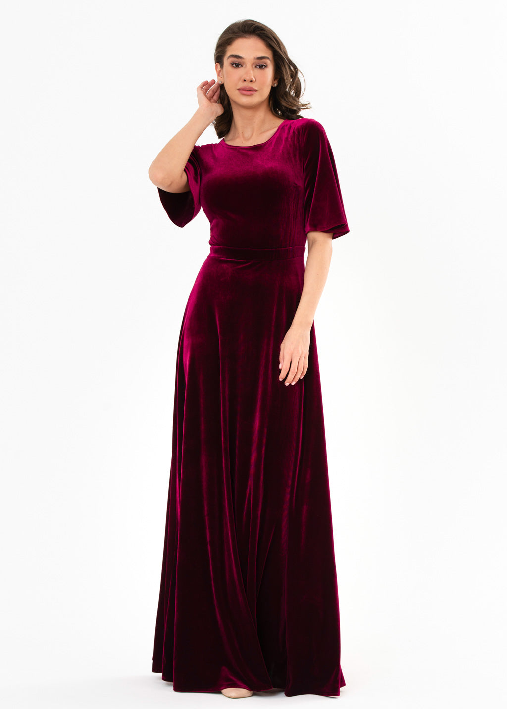 Plum burgundy velvet long dress