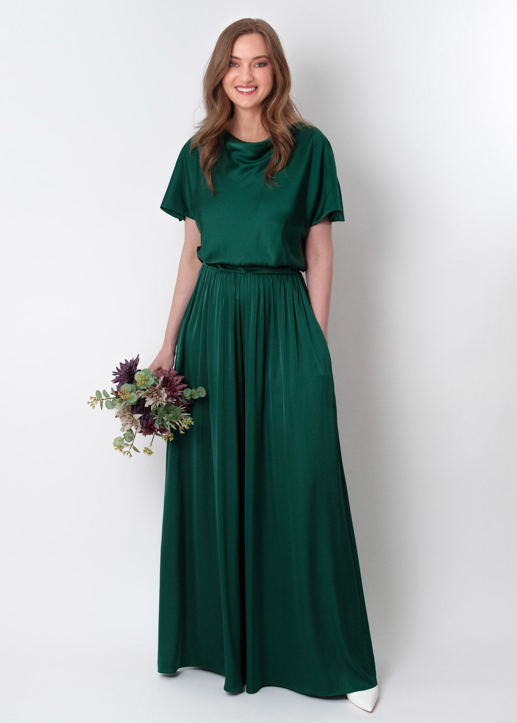 Dark green silk jumpsuit