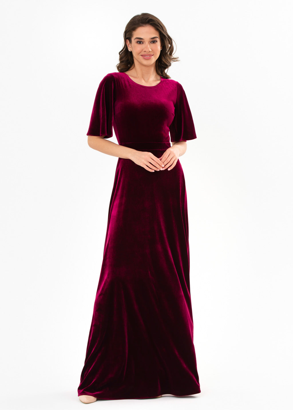 Plum burgundy velvet long dress